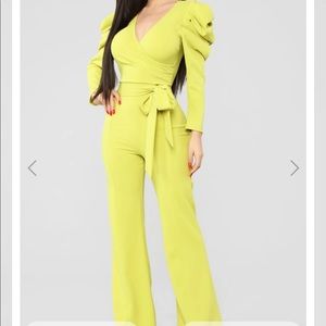 Fashion Nova Big moves Jumpsuit-Lime